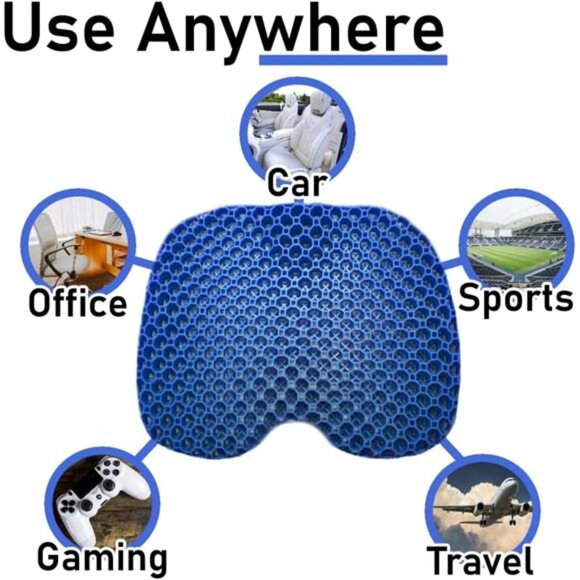 Large gel seat cushion cooling honeycomb support tailbone sciatica chair pillow - Picture 5 of 8